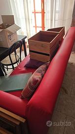Divano letto ecopelle rosso