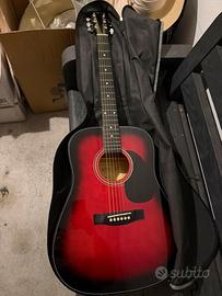 Chitarra acustica con custodia
