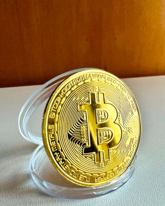 Moneta bitcoin metallo colore oro Nuovo