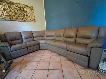 Divano angolare vera pelle con relax dx e sx