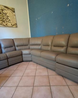 Divano angolare vera pelle con relax dx e sx
