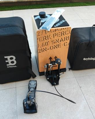 Cajon Drum Set Schlagwerk  + suo pedale e custodie