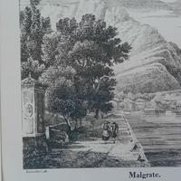 antica stampa di Malgrate lago di Lecco 