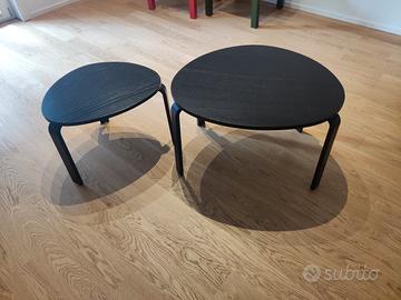 coppia di tavolini marrone-nero