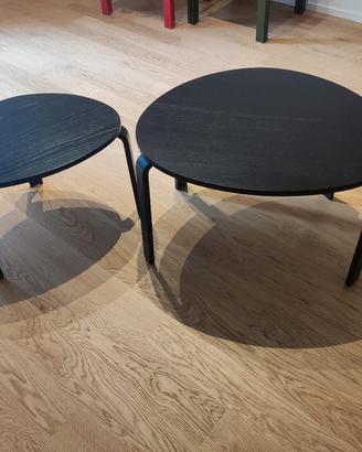 coppia di tavolini marrone-nero