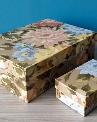 2 Scatole in cartone a fiori