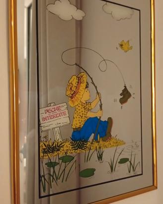 Quadro a specchio vintage '70 - Bimbo Pescatore