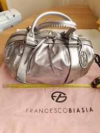 Francesco Biasia borsa a 2 manici in pelle argento