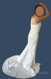 Abito da sposa nuovo – raso e perline – taglia 42