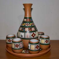 set brocca e bicchieri in ceramica Peruviana 