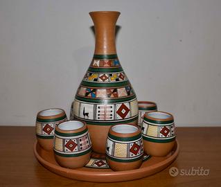set brocca e bicchieri in ceramica Peruviana 