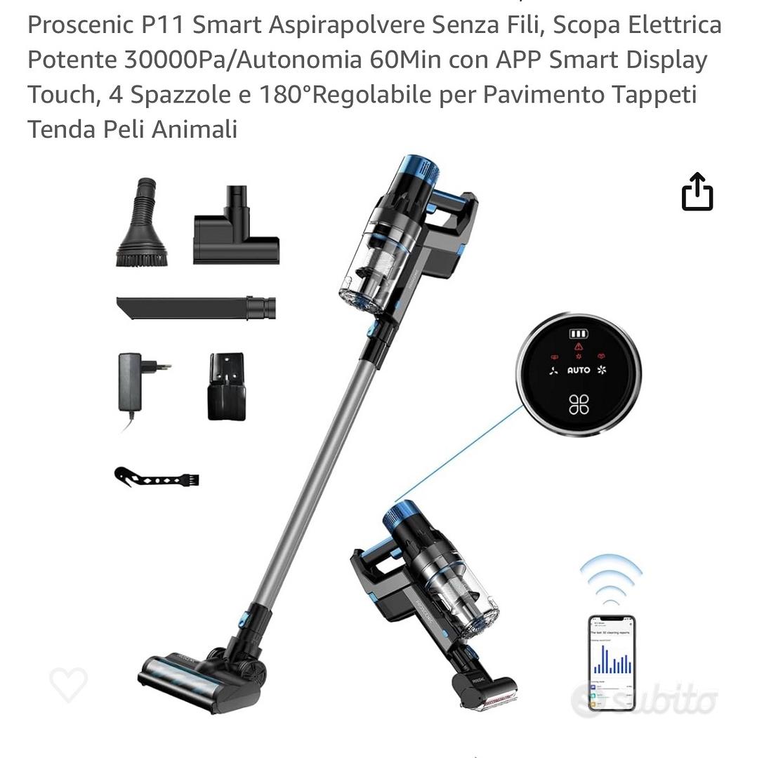 Proscenic P11 Smart Aspirapolvere senza Fili, Scopa Elettrica Potente  30000Pa/Autonomia 60Min con APP Smart Display