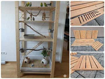 Scaffale 5 ripiani Legno naturale - gabbia voliera