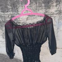 Blusa nera trasparente - Modello Crop
