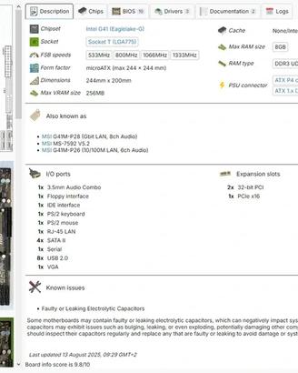 Scheda madre MSI G41M-P28 (Nuova) + Processore