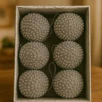 Set decorativo natalizio da 6 palline argentate co