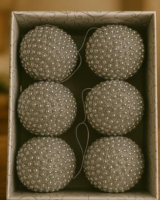 Set decorativo natalizio da 6 palline argentate co