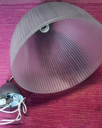 Lampadario Cupola Plissettata vetro sarinato