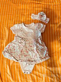 Set Vestito fascia bimba 3-6 mesi Blukids bretelle