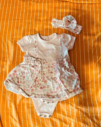 Set Vestito fascia bimba 3-6 mesi Blukids bretelle