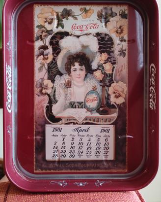 Vassoio Coca cola vintage con calendario
