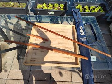Bastoni Aikido vintage legno con sacca originale