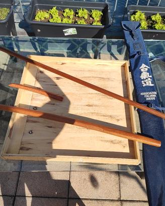 Bastoni Aikido vintage legno con sacca originale
