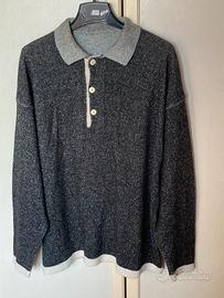 Maglione uomo cotone polo - nero/beige