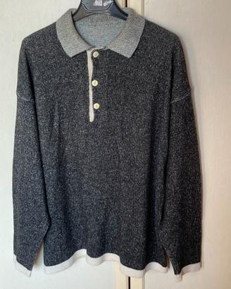 Maglione uomo cotone polo - nero/beige