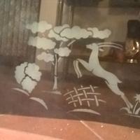 2 graziosi vetri decorati vintage (+ mensole ecc.)