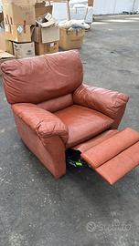 Poltrona reclinabile vintage in pelle