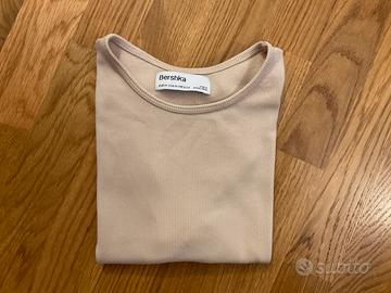 Maglietta corta Bershka beige - taglia M