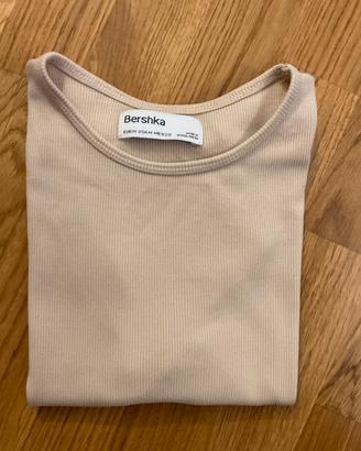 Maglietta corta Bershka beige - taglia M