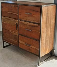 cassettiera legno metallo