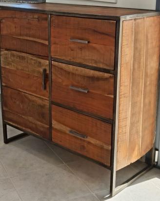 cassettiera legno metallo