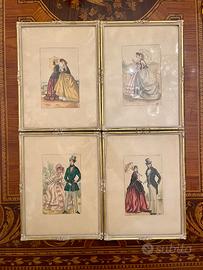 Poker di Quadretti Ottocenteschi fatti a mano