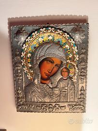 Quadro in argento  con Madonna