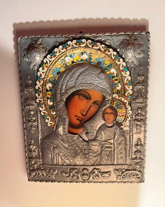 Quadro in argento  con Madonna
