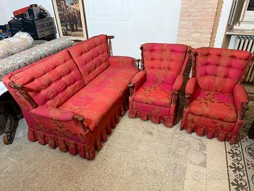 Salotto vintage divano letto e 2 poltrone dondolo