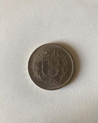 Moneta Svizzera 5 Franchi 1968 - Berna