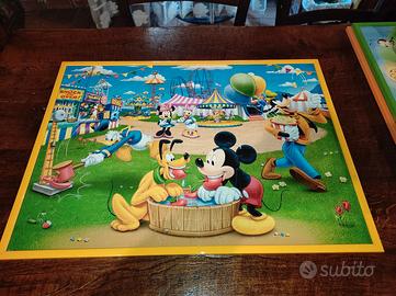 SET QUADRI/PUZZLE CON CORNICE IN LEGNO TOPOLINO