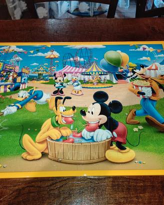 SET QUADRI/PUZZLE CON CORNICE IN LEGNO TOPOLINO