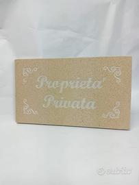 TARGA "PROPRIETA' PRIVATA" SU MARMO ITACA BEIGE