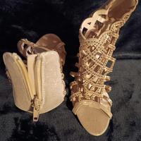 Scarpe donna beige alte a rete 37, tacco 10