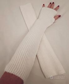 guanti lunghi senza dita panna