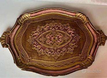 Vassoio in legno decorato stile fiorentino