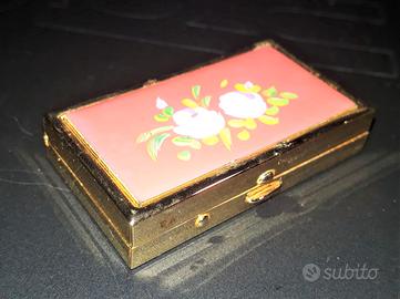 Mini scatola ottone anni 60 vintage decoro a mano