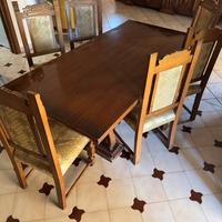 Tavolo antico stile Barocco-Piemontese con sedie