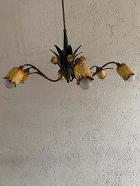 Lampada a sospensione in metallo e ceramica