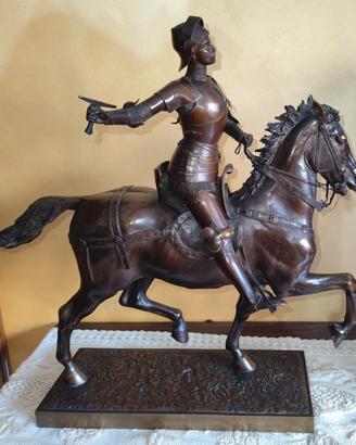Statuetta equestre Giovanna D'Arco in bronzo